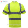 Custom Polyester Lime Green Short Sleeve Reflective Hi-Vis Safety t shirt Round Neck Class 2 High Visibility t-shirt with Pocket